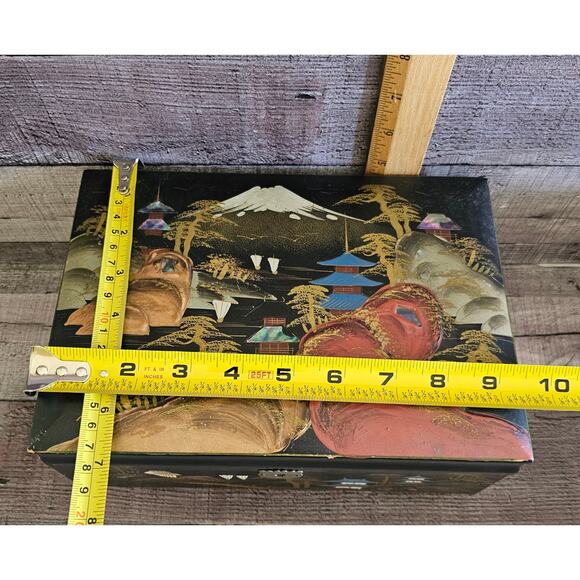 KK Japanese Inlayed Lacquered Jewelry Trinket Music Box Chest Vintage Gift - Picture 8 of 10